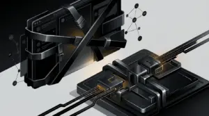 Abstract crypto enforcement scene showing seized wallets and disrupted messaging infrastructure